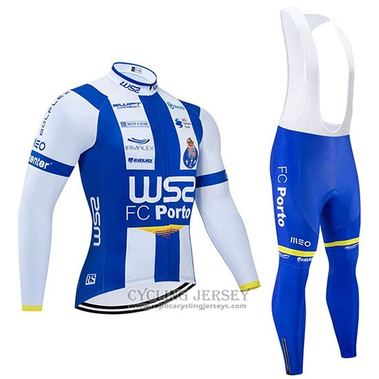 2020 Cycling Jersey W52 FC Porto White Blue Long Sleeve And Bib Tight